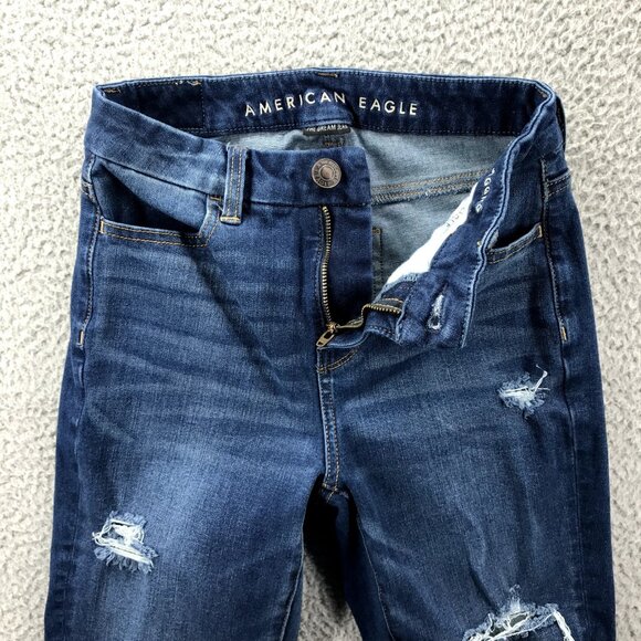 AMERICAN EAGLE Womens Size 0 SHORT Dream Curvy Hi-Rise Distressed Jegging Jeans - Picture 6 of 16